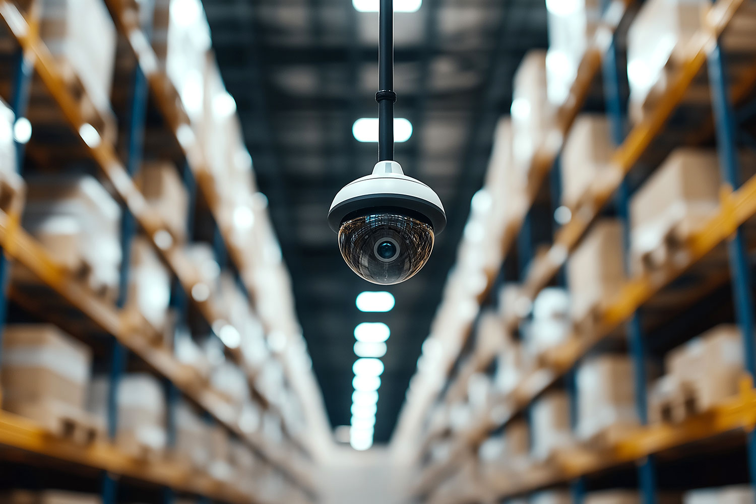 Logistics-Consulting-01 Close up of a security camera in a warehouse